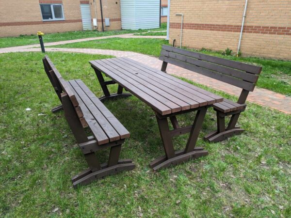 Picnic Table And Bench Set With Backrests