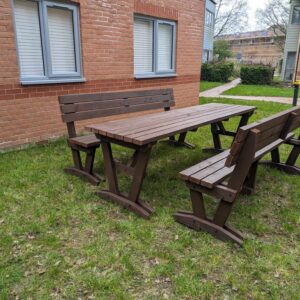 Picnic Table And Bench Set With Backrests