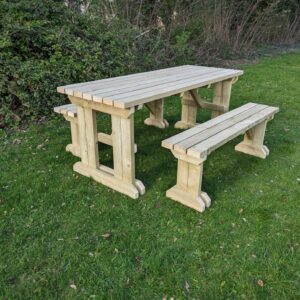 Solid Picnic Table And Bench Set