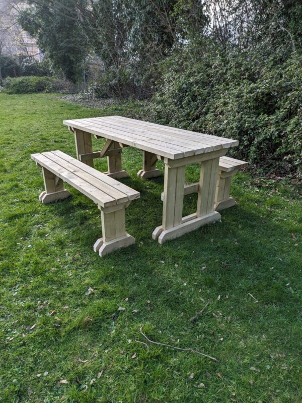 Solid Picnic Table And Bench Set