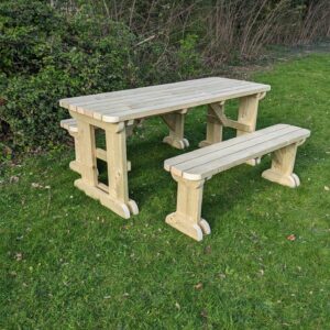 Solid Rounded Picnic Table And Bench Set