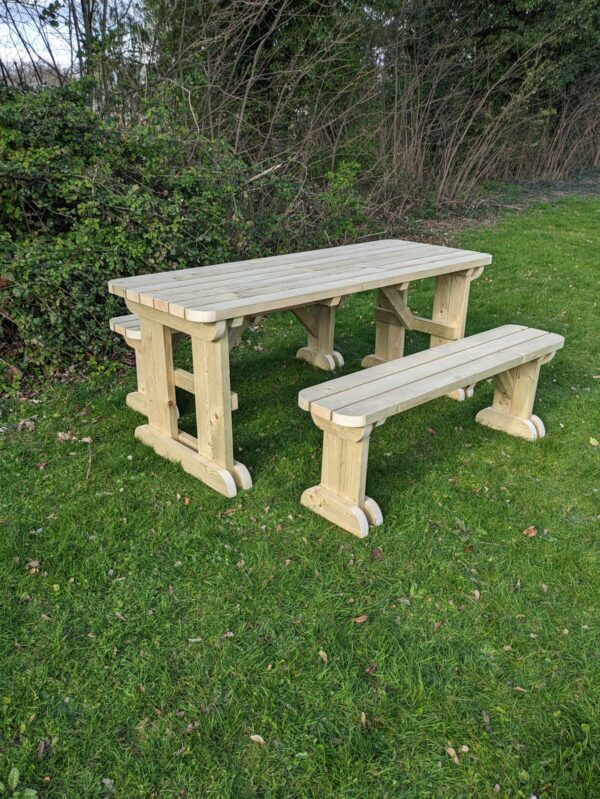 Solid Rounded Picnic Table And Bench Set