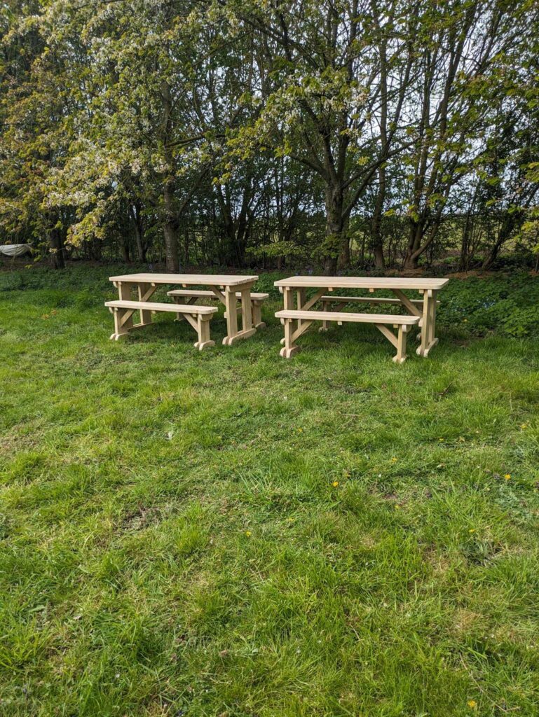 Solid Rounded Picnic Table And Bench Set Gallery