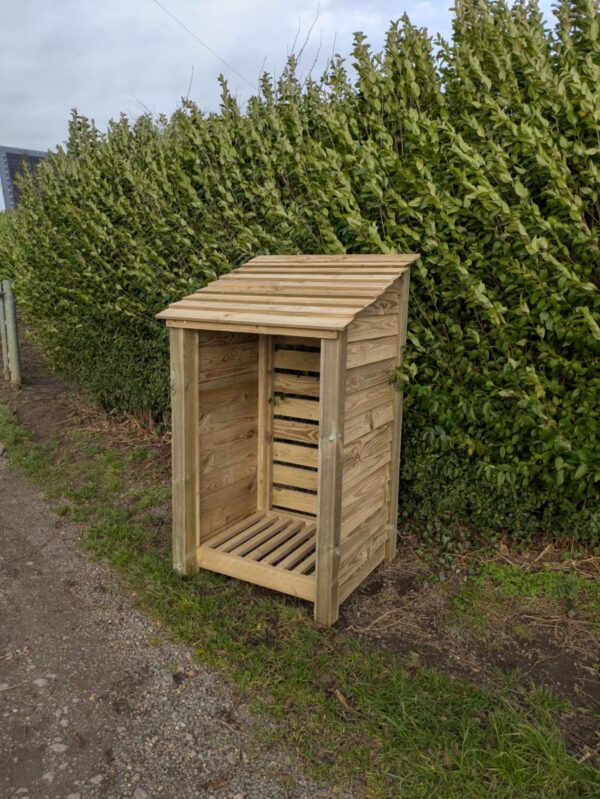 Sturdy 5ft x 3ft log store with open front design for firewood storage..