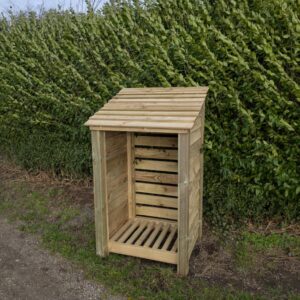 Compact 4ft x 3ft log store with an open-front design.