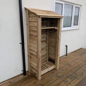 3ft Log Store Conington, Light Green, 6ft Height, 500mm Depth, with Shelf